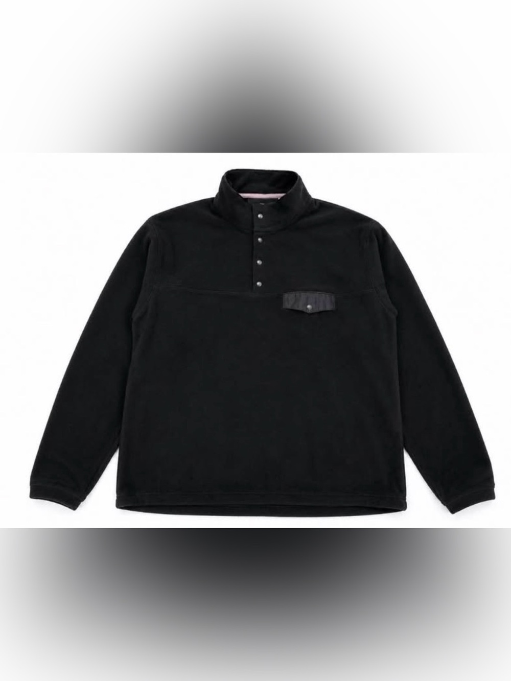 Men's Black Snap-Front Fleece Pullover